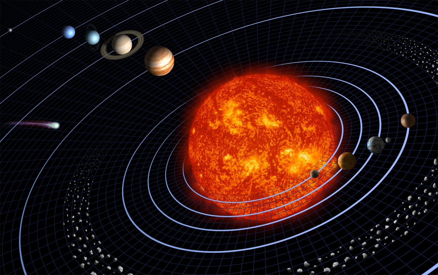 The planets of our solar system, all held in orbit by the same gravitational attraction the Surya Siddhanta described