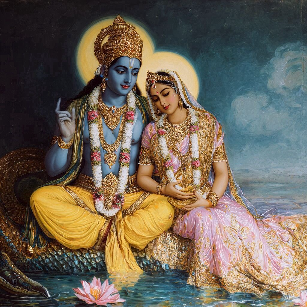 Lord Vishnu and Goddess Mahalakshmi together
